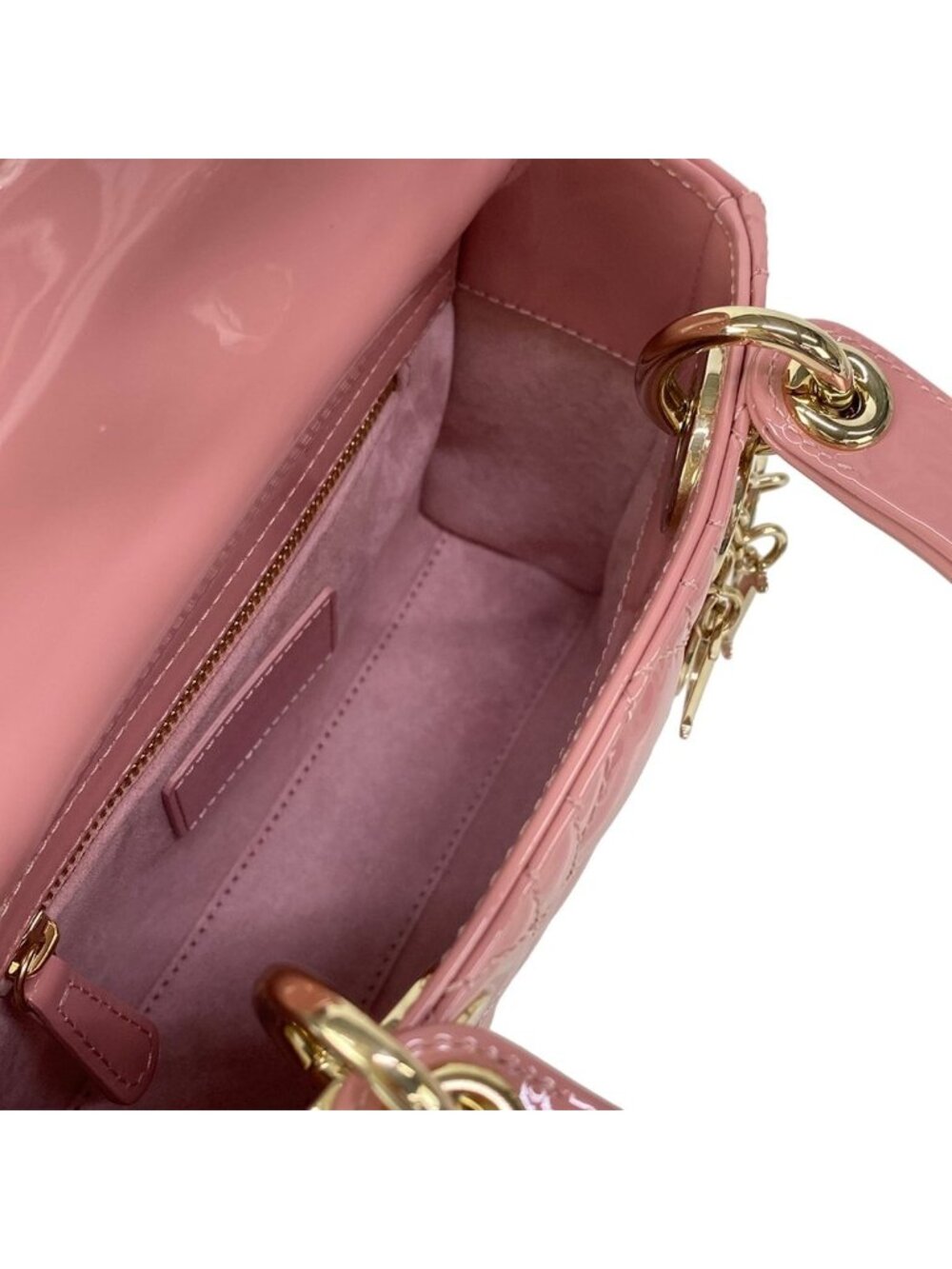 Dior Lady Mini Bag Pink Gold Leather - Picture 10 of 15